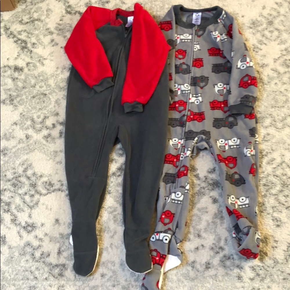 Adorable Fleece Fire Truck Footie PJs NWOT